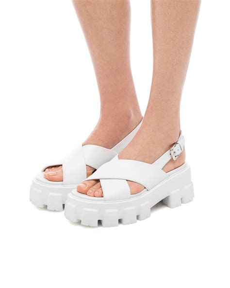 prada white platform sandals|prada transparent sandals.